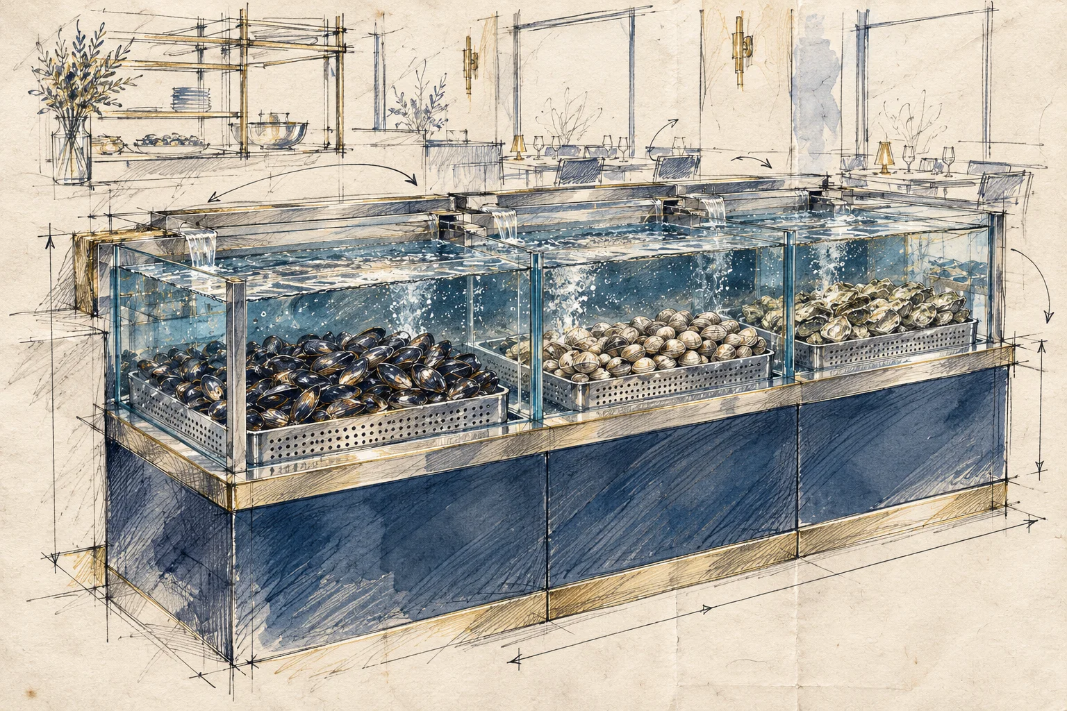 Vasche per i frutti di mare